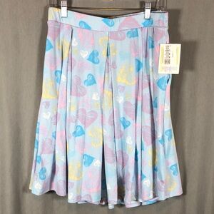 Lularoe NWT Madison Pleated Skirt w/Pockets - Pastel Hearts - Sz L
